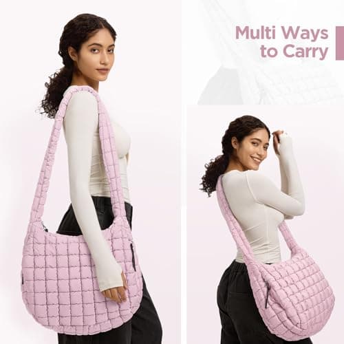 Puffer Tote Bag for Women Large Quilted Tote Bag Quilted Carryall Bag Soft Puffy Crossbody Bag Hobo Handbags Puff Purse - Thumbnail 3