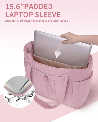 Wandering Nature Puffer Tote Bag with Cup Holder & Laptop Compartment & Trolley Sleeve for Travel, Work, Nurse, Women - Thumbnail 5