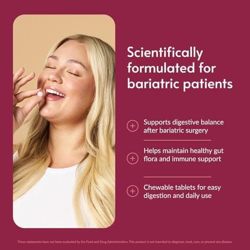 Bariatric Advantage Chewable FloraVantage Probiotic - 10 Billion CFUs - Probiotic Supplement - Supports Gut Health & Immune System* - Vegetarian & Gluten-Free - Grape Flavor - 90 Count - Thumbnail 2