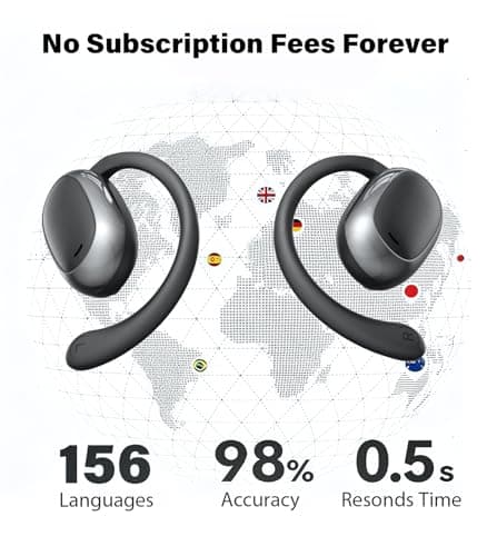 Vilupvie 156 Languages Real-Time Translation Earbuds, 0.5s Instant AI Voice Translator with 60H Playtime, Open-Ear Bluetooth Headphones, Zero Subscription Fee for Business, Travel & Learning - Thumbnail 6