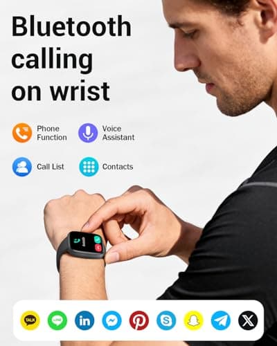 Smart Watch for Men Women, 1.85" AMOLED Ultra-Clear Screen Smartwatch Compatible iPhone/Samsung/Android, 100+ Sport Modes Fitness Tracker with Heart Rate/SpO2/Sleep Monitor 3ATM Waterproof, 2 Bands - Thumbnail 2