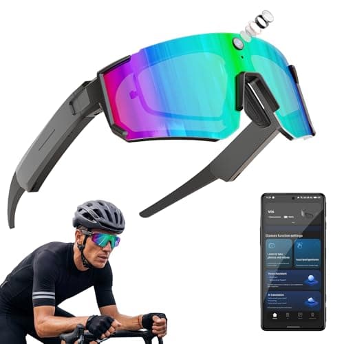 Sport AI Smart Glasses with Camera and EIS Stabilization, Bluetooth 8MP HD Camera 1200P Video Recording, AI Voice Assistant Photo Recognition, Real-Time Translation, Polarized Lenses Sunglasses - Image 1