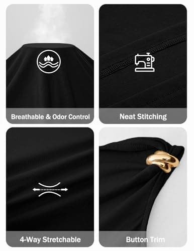 MEROKEETY Women's Wedding Guest One Shoulder Dresses 2026 Summer Formal Elegant Cocktail Party Midi Dress, Black, XL - Thumbnail 6