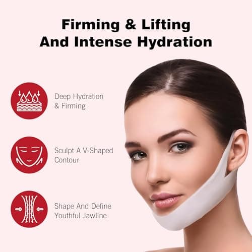 YAFUSIPE V Line Face Lifting Mask, 10 Pack V Line Chin Strap Lifting Double Chin Reducer, Polypeptide Protein Collagen Neck and Face Slimming Masks, Hydrating Neck Sheet Mask for Women Tightening - Thumbnail 6