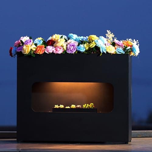 Turviaspact 36x12x28IN Metal Planter Box with LED Intelligence Light Large Black Rectangular Planters for Plant Pots,Plants,Flowers,Privacy Planter for Patio,Front Porch,Balcony,Garden - Image 1