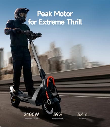 NAVEE UT5 Max Electric Scooter, 31.1 mph Speed, 62.1 Miles Range, 2400W Peak Motor, Dual Hydraulic Suspension & Disc Brake, 12" Self-healing Tubeless Tires, Flash Charging, Scooter for Adults, UL 2272 - Thumbnail 5