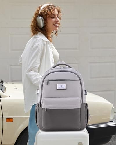 LOVEVOOK Laptop Backpack for Women Teens, 15.6" Computer Bag with 40oz Tumbler Buckle, College School Backpack,14 Pockets - Thumbnail 3