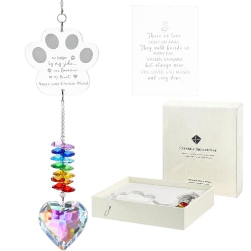 Dog Memorial Gifts, K9 Dog Memorial Crystal Suncatcher, Pet Loss Gift, Pet Sympathy Remembrance Bereavement Gifts (Color-Pet Paw)
