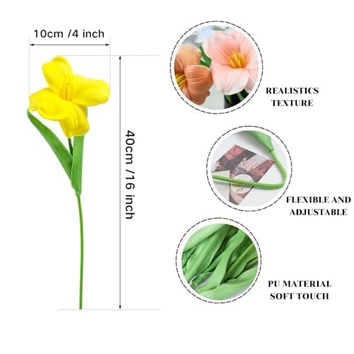 Florielle 12pcs 16" Fully Bloomed Tulip Artificial Flowers Bouquet Fake Faux Flowers for Spring Summer Home Table Centerpieces Decor Party Wedding Mother's Day Easter Gifts Decorations (Pink) - Thumbnail 5