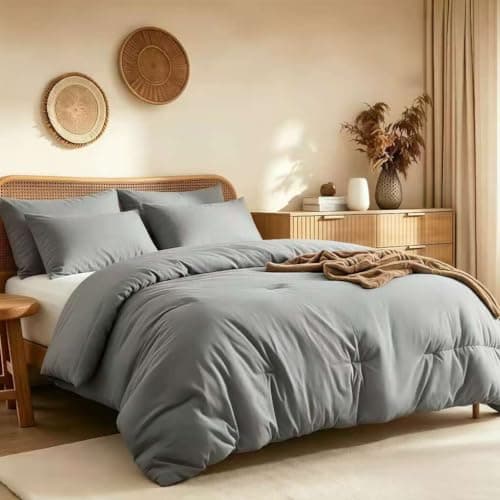 Quataly Queen Comforter Sets Grey,3PCS Soft Lightweight Breathable Bedding Comforter Sets for All Season, Queen Size(90''×90'' Comforter & 2 Pillowcases) - Image 1