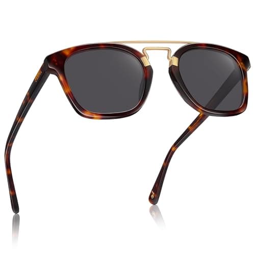 CARFIA Retro Sunglasses Womens Trendy Polarized UV400 Protection, Chic Square Double Bridge Colorful Acetate Frames - Image 1