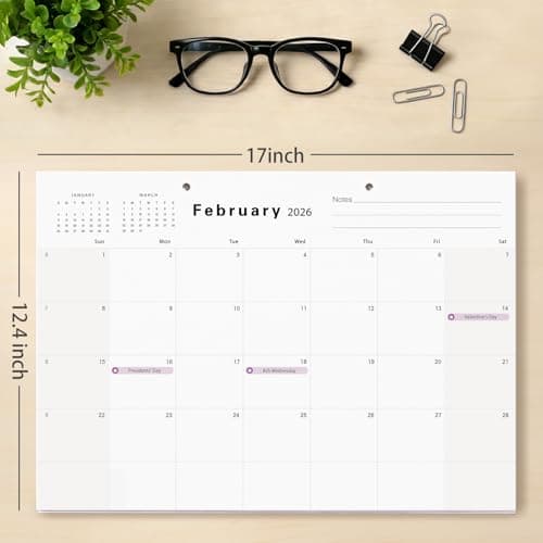 Desk Calendar (Jan.2026 – Jun.2027) 17" ×12.4" with Marked Holidays and 234 Stickers, Large 18 Months Desk Calendar 2026 for Office, Home, School - Thumbnail 2
