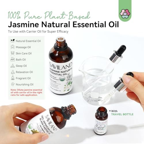 SAVILAND Jasmine Essential Oil for Cuticle Nails Hands: Ultra Repairing Cuticle Oil 100% Pure Plant-Based Nail Strengthener Hand Oils for Dry Hand Damaged Cuticle Weak Nail Care with Travel Bottle - Thumbnail 6