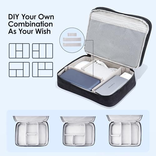 LENTION Cable Electronics Organizer Bag Pouch, Travel Cord Organizer Carry Case Waterproof Double Layers All-in-One Storage Bag Carrying for Cable, AirPods, Charger, Power Bank, Earphone Black - Thumbnail 3