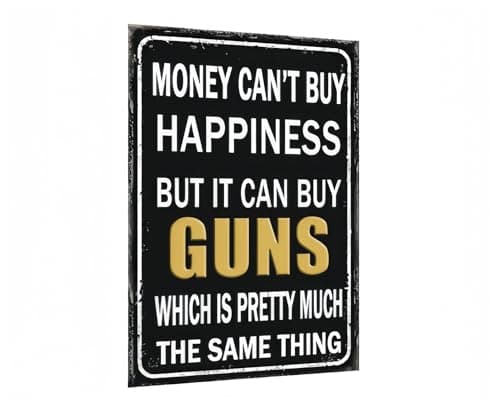 Carastora Vintage Metal Tin Sign Funny Sarcastic Party Wall Art Decor Signs Funny Metal Sign Money Can't Buy Happiness But It Can Buy Tools, Humorous Garage Wall Art Decor for Man Cave, Tool Shed, Home, Farmhouse, Bar,8x12 Inch Gift Idea - Image 1