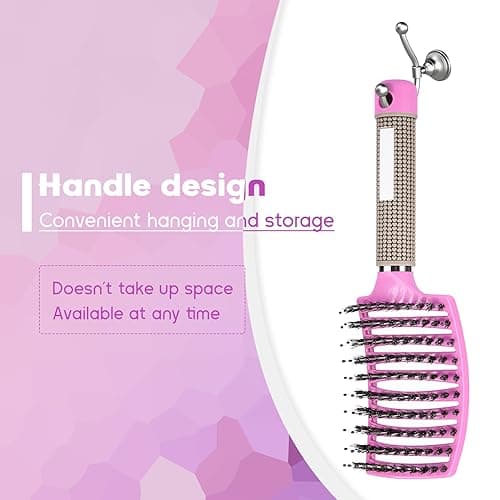 Hair Brush for Wet or Dry Hair, 2PCS Hairbrush Detangler Brush, Fast Drying Styling Massage Hairbrush for Men, Women and Kids (pink) - Thumbnail 6