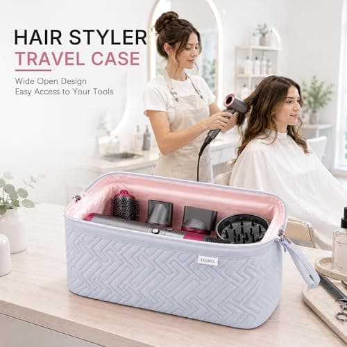 Leudes Hair Tools Travel Bag for Shark Flexstyle Carrying Case Portable Shark Hair Air Wrap Dryer Case Waterproof Dustproof Flat Curling Iron Travel Organizer (Light Gray) - Thumbnail 4