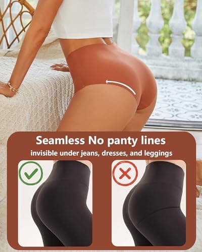 UNDER THE SEA Seamless Underwear for Women High Waisted V-shaped Back Briefs Soft Ofertas Del Dia De Hoy Relampago - Thumbnail 2