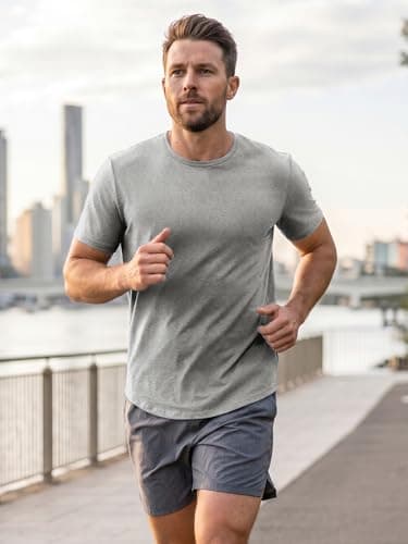 JEMLDL Mens T Shirts Short Sleeve Classic Basic T-Shirts Gym Workout Athletic Crew Neck Shirt Gray Big and Tall 5XL - Thumbnail 4