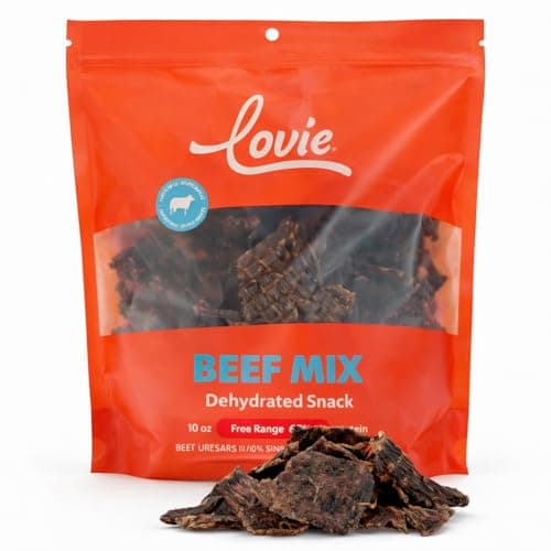 Lovie Beef Liver and Lung Dog Treats - Dehydrated Air Dried Soft Bites, High Protein, Two Ingredients, All Natural, 16 oz.