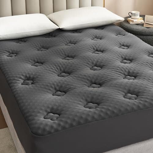 Hansleep Memory Foam Mattress Pad Topper King, King Size Mattress Topper Viscose Derived from Bamboo, King Foam Bed Mattress Pad Cover for Back Pain Relief, 78" x 80", Charcoal Grey - Image 1