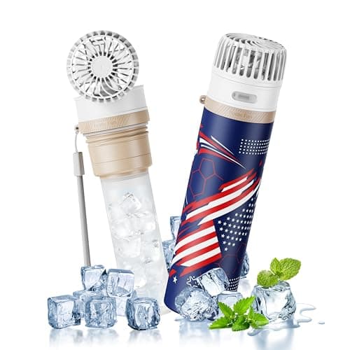DUOMIY 2-in-1 Handheld Fan & Ice Therapy Cup, 7000 RPM Cooling Fan with Long-Lasting Cold Retention, Personal Fan & Reusable Cold Compress for Sports Recovery & Heat Relief, USA Theme - Image 1