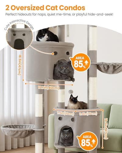 84 Inch XXL Cat Tree, Extra Tall Giant Cat Tower for Indoor Large Adult - Thumbnail 3