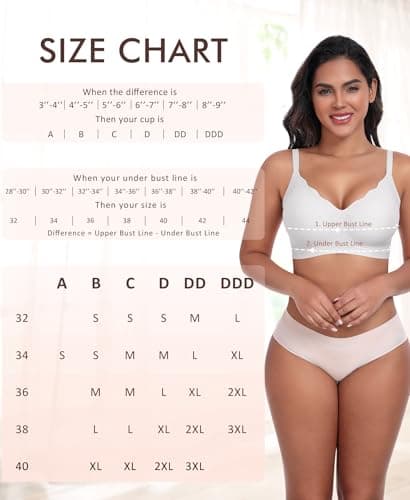Ganado Scalloped Wireless Bras for Women Seamless No Underwire Bra Full Coverage Padded Comfortable Bralettes (White, Small) - Thumbnail 6