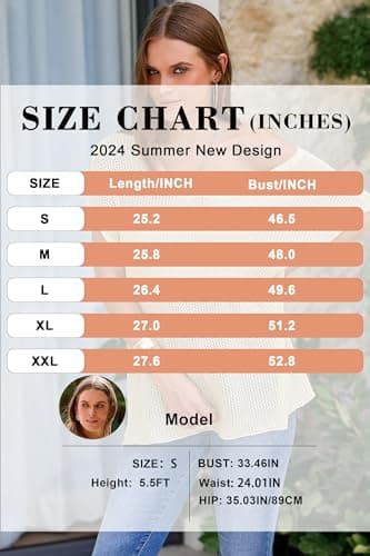 Arach&Cloz 2025 Women Summer Sweaters Vest Crochet Tops Plus Size Trendy Oversized Boho Short Sleeve Fashion Vacation Outfits Clothes Country Concert Outfits Resort Wear Apricot - Thumbnail 5