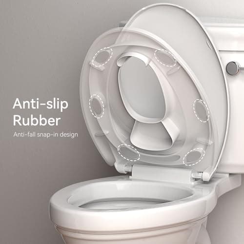 R&T Potty Training Seat for Boys and Girls, Fits Elongated Toilets, Anti-Slip Rubber and Splash Guard, Easy for Toddler Potty Training，Kids Toilet Seat - Thumbnail 4