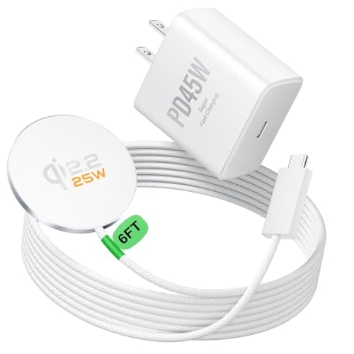 Magnetic Wireless Charger [25W Fast Charging], 6FT Qi2.2 Fast Wireless Charger Phone Pad with 45W USB-C Wall Charger Combo, for iPhone 17-16, AirPods - Image 1