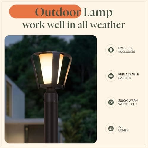 VZVI 1 Pack Solar Post Lights Outdoor with Pier Mount Base, 13.4" Solar Lamp Post Light with Glass, Pole Lights Outdoor Waterproof, Dusk to Dawn Modern Pillar Light for Columns (E26 Bulb Included) - Thumbnail 6