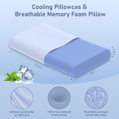 AEPINBH Cervical Pillow for Neck Pain Relief, 3.9 Inch Cooling Memory Foam Pillow, Ergonomic Support Pollow for Side and Back Sleepers - Thumbnail 3