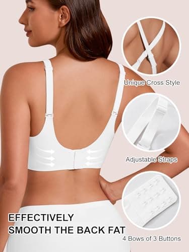 COCOMARTS Jelly Bras for Women No Underwire Seamless Push Up Bra Full Support Comfort Bralettes Wireless Plunge Everyday Bra White Medium - Thumbnail 4