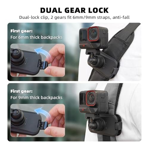 BRDRC Magnetic Backpack Mount for Insta360 X5 Ace Pro 2, Quick Release Magnet Mount Bag Strap Anti-Slip Shoulder Clip Belt for Insta 360 X5 X4 Air Ace Pro 2 Accessories - Thumbnail 6