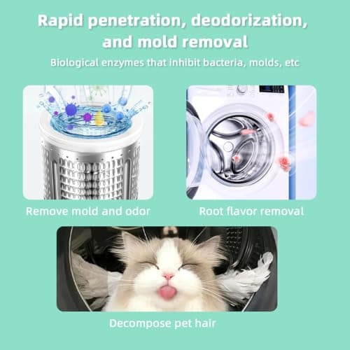 Upgarded Pet Hair Dissolver Pro Washing Machine Cleaner Powder, Deep Cleaning Pet Bedding, Deep Cleaning Washing Machine, 3 Sachets, 405g, Dog Cat Hair | Stain | Odors Remover for Laundry, No More Fur - Thumbnail 5