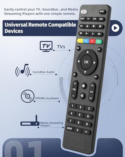 Universal TV Remote Control Compatible with Samsung, LG, Sony, Vizio, Hisense, TCL, Philips, RCA, Sharp, Onn, Westinghouse, Element, Sanyo, Emerson, and More Brands - Thumbnail 4
