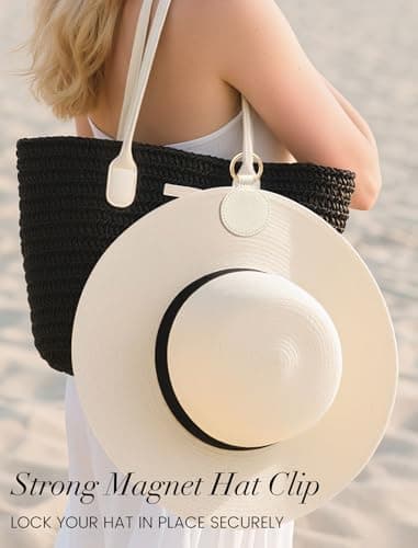 Niveaya Magnetic Hat Clip for Travel on Bag - Magnet Storage Hook, Vacation Traveling Essentials Accessory Beige - Thumbnail 4