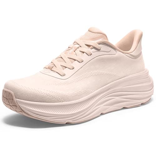 Vilanva Women's Walking Shoes Cushion Comfortable Running Tennis Shoes Non-Slip Workout Gym Athletic Breathable Fashion Sneakers (Light Pink 7.5) - Image 1