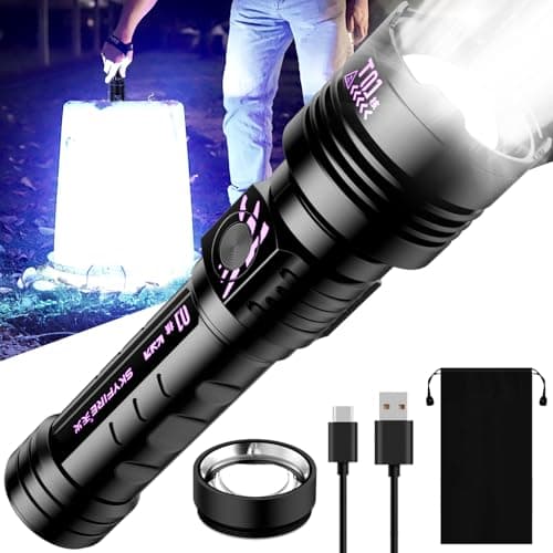 SKYFIRE Rechargeable Flashlights High Lumens: Super Bright LED Tactical Flashlight 3000lm Zoomable 5 Modes Waterproof 2*5000mAh Powerful Flash Light for Camping, Emergency, Gift (with Ignition Lens) - Image 1