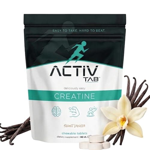 ActivTab Creatine Chewable Tablets | Sweet Vanilla Flavor | 5g Creatine Monohydrate per Serving | Fast-Absorbing Muscle Builder | Brain & Strength Support | No Sugar | 90 Tablets | Easy to Take - Image 1