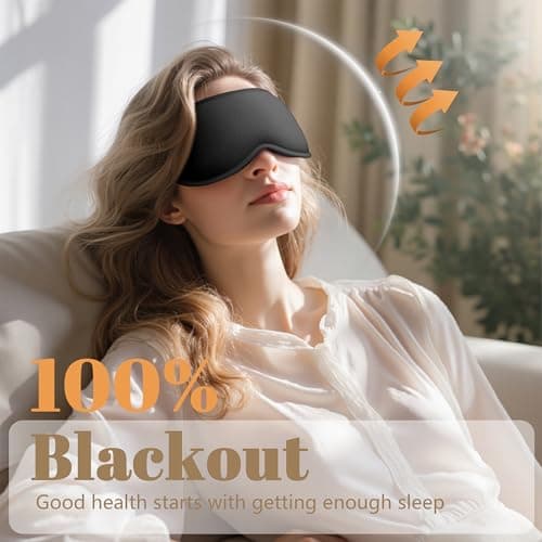 Vynix Sleep Mask for Men Women - 100% Blackout Eye Masks for Sleep, Zero Pressure 3D Sleeping Mask, Adjustable Light Blocking Eye Cover Blindfold for Travel, Nap, Night Work, Office - Black - Thumbnail 2