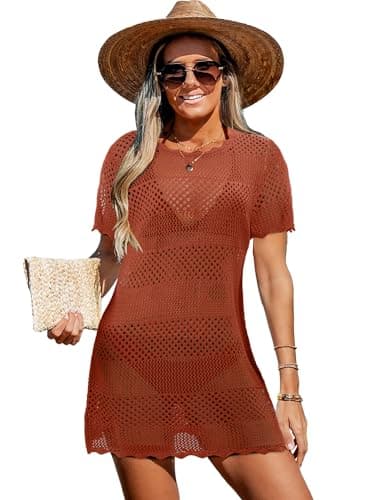 StunShow Cover Up Dresses for Women Beach Outfit Vacation Dress for Women RustRed S - Image 1