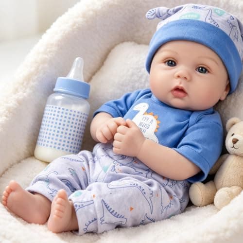 Milidool Lifelike Reborn Baby Dolls Boy - 18-Inch Baby Soft Body Realistic-Newborn Baby Dolls Cloth Body Real Life Baby Dolls with Toy Accessories for Kids Age 3 4 5 6 7 + - Thumbnail 3