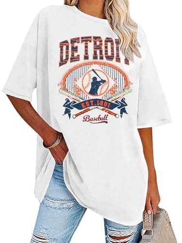 Baseball Shirt Women Oversized Baseball Game Day Shirts Baseball Fan T-Shirt Baseball Mama Short Sleeve Tee Top - Thumbnail 2