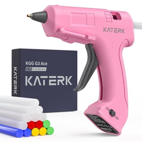 Katerk 3.7V Cordless Hot Glue Gun Kit, 90s Fast Heating, Mini Glue Gun with 15 Glue Sticks, USB-C Rechargeable with 2000mAh Built-in Battery, Ideal for DIY, Gift Making, School Crafts & Repairs (Pink) - Image 1