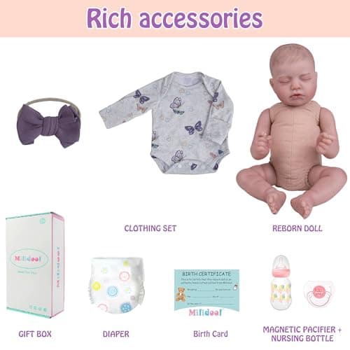 Milidool Reborn Baby Dolls, 20Inch Cute Soft Vinyl Realistic Newborn Baby Doll Poseable Lifelike Real Life Baby Dolls with Accessories for 3+ Year Old Girls Gifts, Pretend Play, Collection - Thumbnail 6