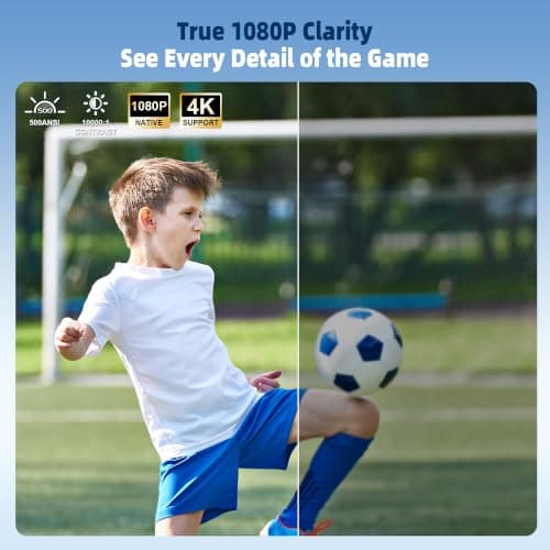 Smart Projector with Built-in Apps, Native 1080P Projector with Bluetooth & Dual Bond Wi-Fi 6, 180° Rotatable Integrated stand, Gift for Him/Boys/Fathers - Thumbnail 3