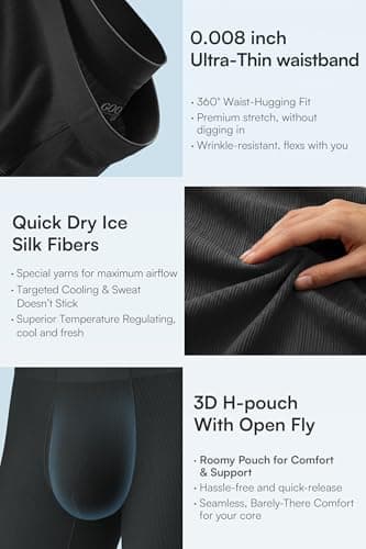 GOOTUCH Men's Breathable Cool Underwear, Moisture Wicking Odor Control Boxer Briefs, Seamless Thin Waistband & Quick Dry (2 Black, 2 Grey Blue,X-Large) - Thumbnail 6