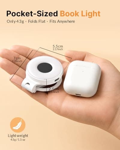 EastPin Reading Lights for Books in Bed: 18 LED Rechargeable Clip-on Book Light with Timer Memory, Eye Care 3-Color Stepless Dimming Compact Portable for Travel, Crafting, Knitting, Book Lovers Gifts - Thumbnail 6